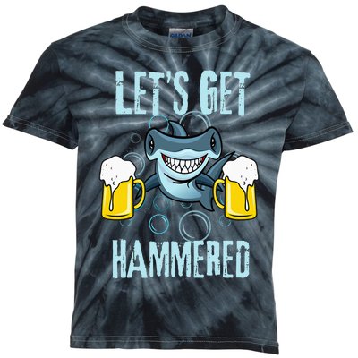 Let’s Get Hammered All Week Funny Hammerhead Shark Pun Party Kids Tie-Dye T-Shirt