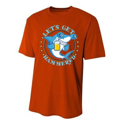 Let's Get Hammered Hammerhead Shark Beer Performance Sprint T-Shirt