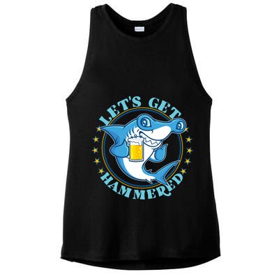 Let's Get Hammered Hammerhead Shark Beer Ladies PosiCharge Tri-Blend Wicking Tank