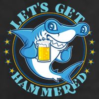 Let's Get Hammered Hammerhead Shark Beer 7 Panel Mesh Trucker Snapback Hat