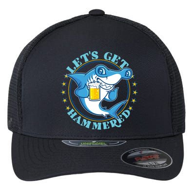 Let's Get Hammered Hammerhead Shark Beer Flexfit Unipanel Trucker Cap