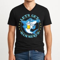 Let's Get Hammered Hammerhead Shark Beer V-Neck T-Shirt