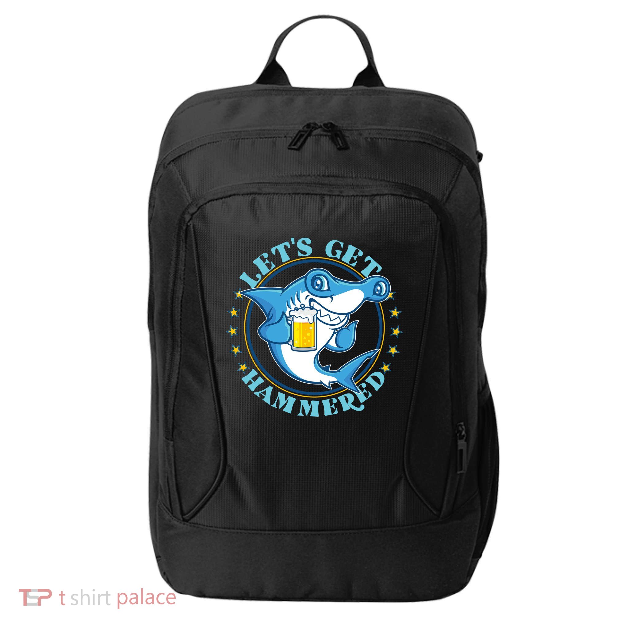Let's Get Hammered Hammerhead Shark Beer City Backpack