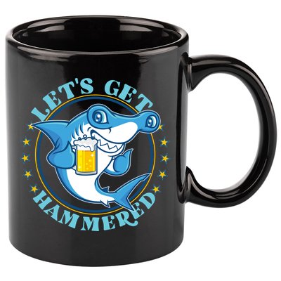 Let's Get Hammered Hammerhead Shark Beer 11oz C Handle Ceramic Mug
