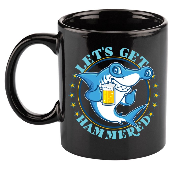 Let's Get Hammered Hammerhead Shark Beer 11oz C Handle Ceramic Mug