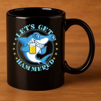 Let's Get Hammered Hammerhead Shark Beer 11oz C Handle Ceramic Mug