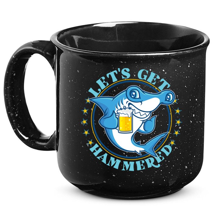 Let's Get Hammered Hammerhead Shark Beer 15oz Campfire Ceramic Mug