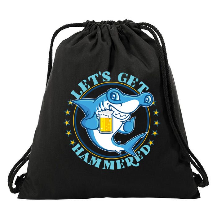 Let's Get Hammered Hammerhead Shark Beer Drawstring Bag