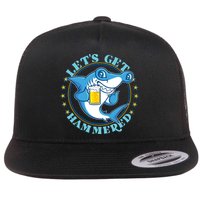 Let's Get Hammered Hammerhead Shark Beer Flat Bill Trucker Hat