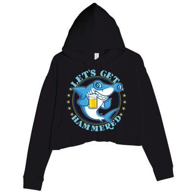 Let's Get Hammered Hammerhead Shark Beer Crop Fleece Hoodie