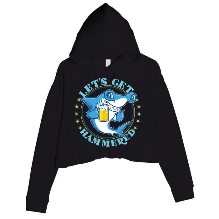 Let's Get Hammered Hammerhead Shark Beer Crop Fleece Hoodie