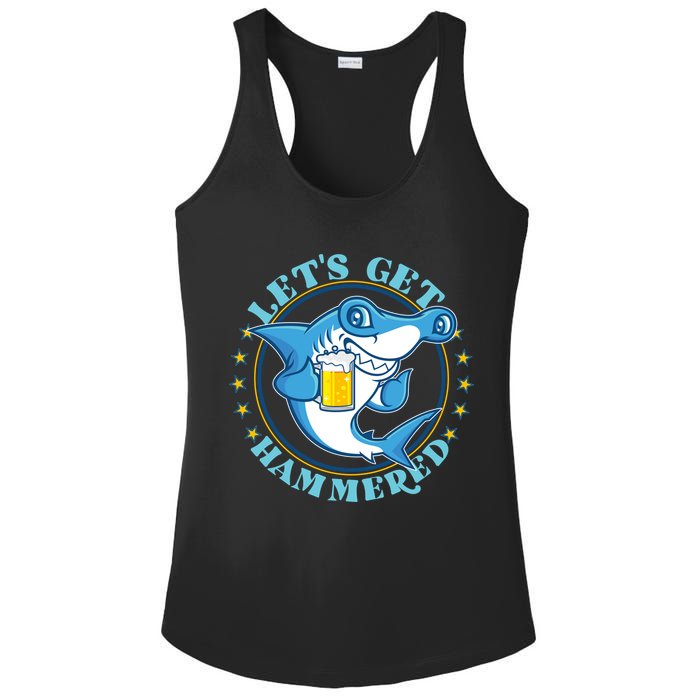 Let's Get Hammered Hammerhead Shark Beer Ladies PosiCharge Competitor Racerback Tank