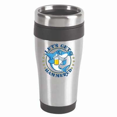 Let's Get Hammered Hammerhead Shark Beer 16oz Travel Tumbler