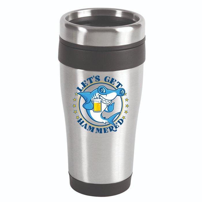 Let's Get Hammered Hammerhead Shark Beer 16oz Travel Tumbler