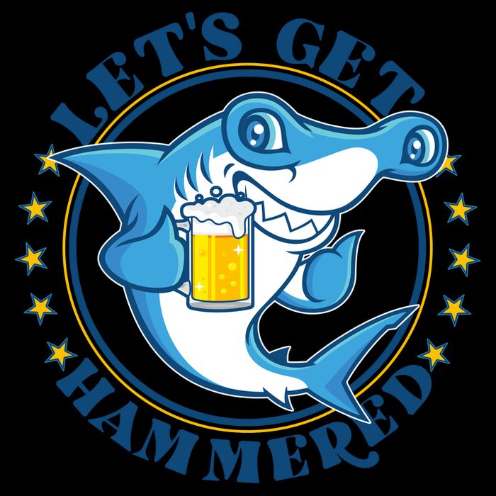 Let's Get Hammered Hammerhead Shark Beer 16oz Travel Tumbler