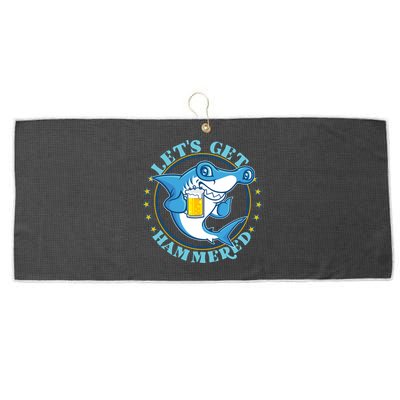 Let's Get Hammered Hammerhead Shark Beer Large Microfiber Waffle Golf Towel