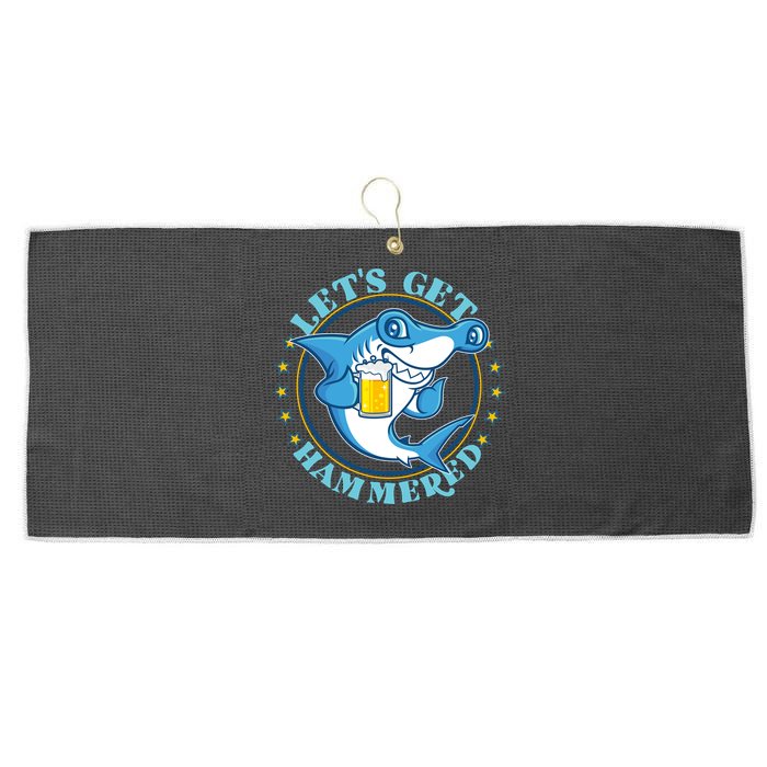 Let's Get Hammered Hammerhead Shark Beer Large Microfiber Waffle Golf Towel