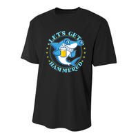 Let's Get Hammered Hammerhead Shark Beer Youth Performance Sprint T-Shirt