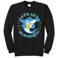 Let's Get Hammered Hammerhead Shark Beer Tall Sweatshirt