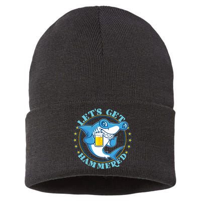 Let's Get Hammered Hammerhead Shark Beer Sustainable Knit Beanie