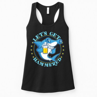 Let's Get Hammered Hammerhead Shark Beer Womens Tank Top