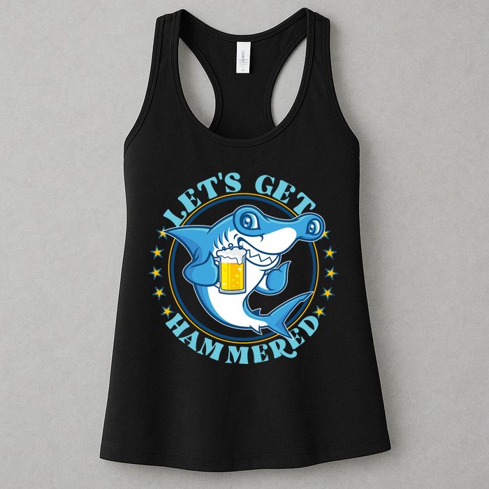 Let's Get Hammered Hammerhead Shark Beer Womens Tank Top