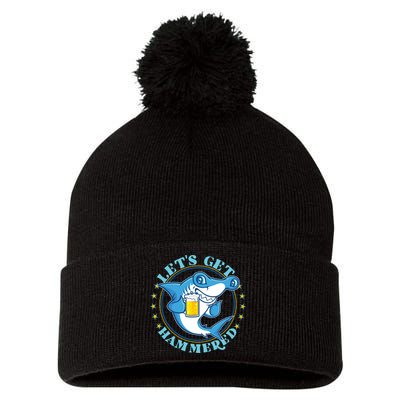 Let's Get Hammered Hammerhead Shark Beer Pom Pom 12in Knit Beanie