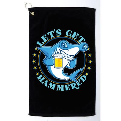Let's Get Hammered Hammerhead Shark Beer Golf Towel
