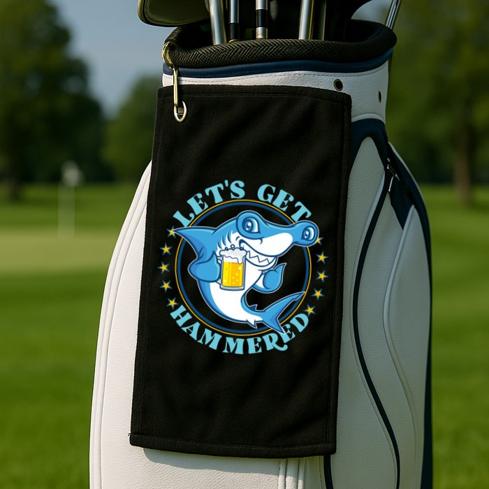 Let's Get Hammered Hammerhead Shark Beer Golf Towel