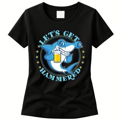 Let's Get Hammered Hammerhead Shark Beer Womens T-Shirt