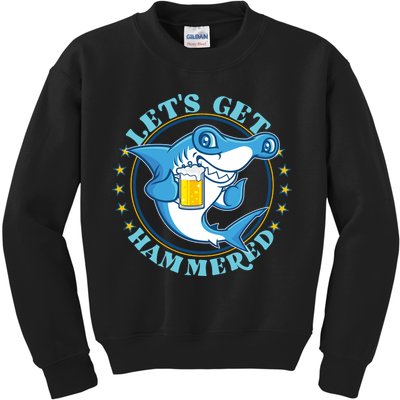 Let's Get Hammered Hammerhead Shark Beer Kids Sweatshirt
