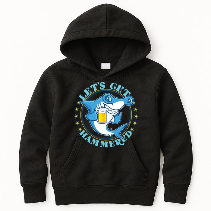 Let's Get Hammered Hammerhead Shark Beer Kids Hoodie