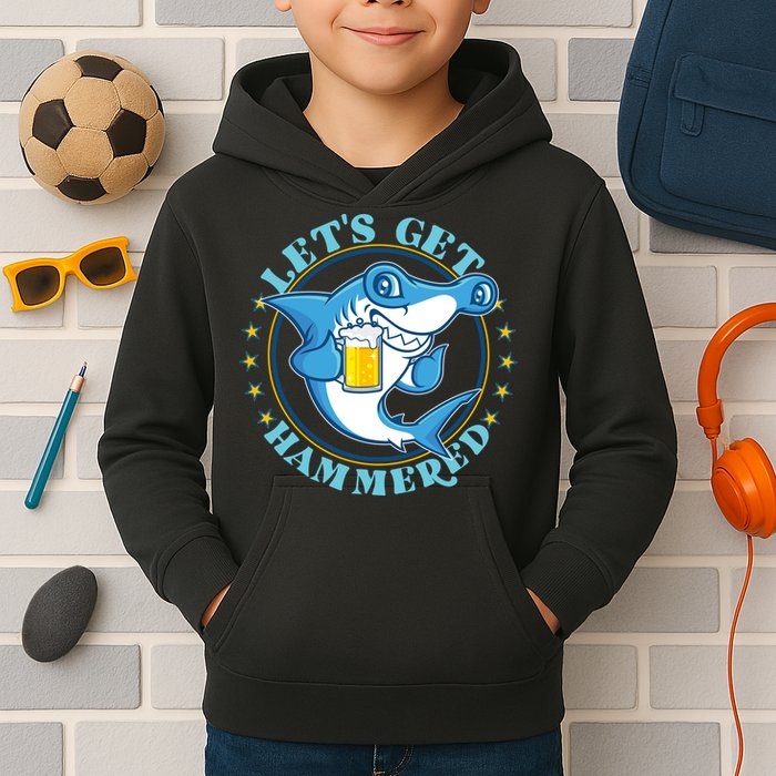 Let's Get Hammered Hammerhead Shark Beer Kids Hoodie