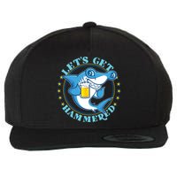 Let's Get Hammered Hammerhead Shark Beer Wool Snapback Cap