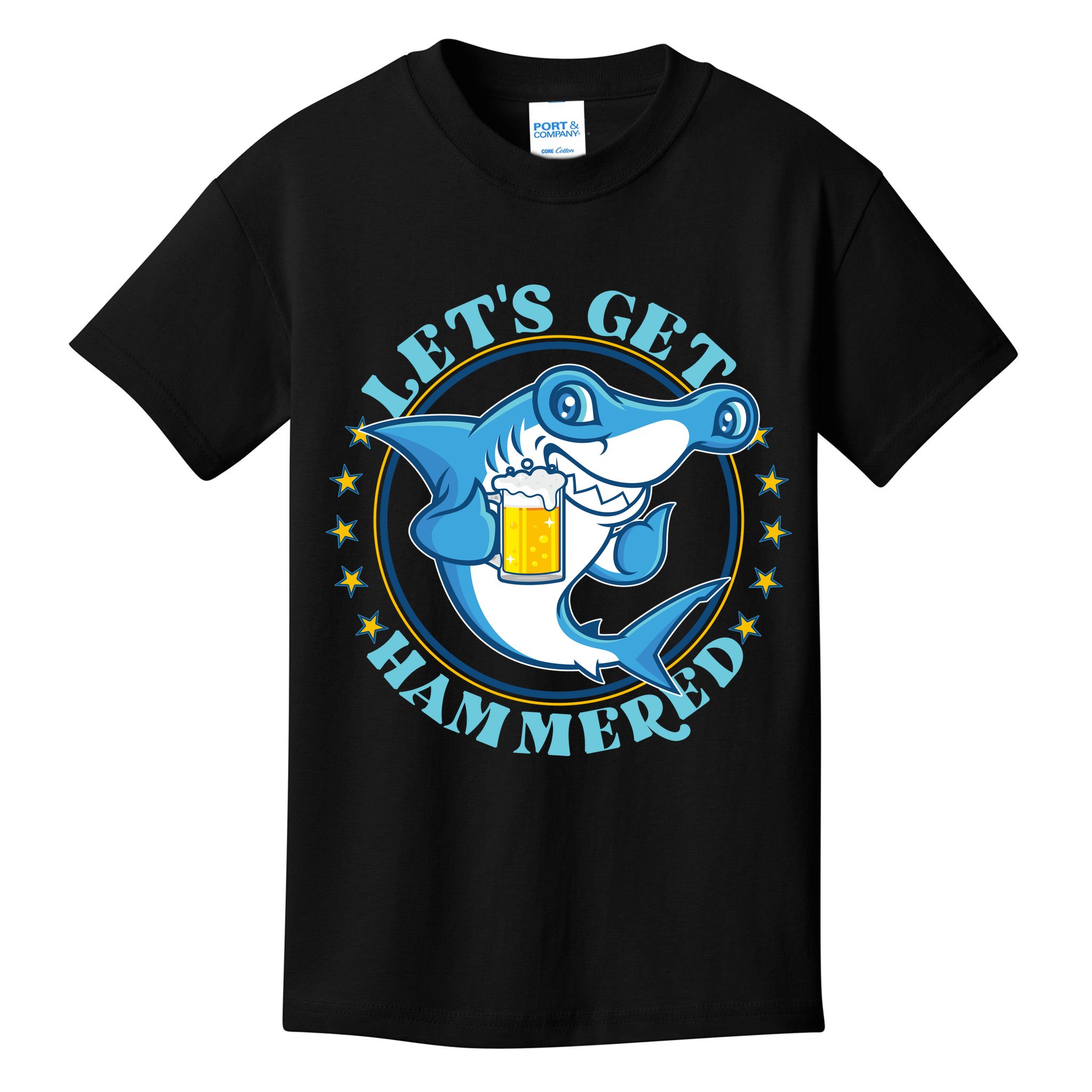 Let's Get Hammered Hammerhead Shark Beer Kids T-Shirt