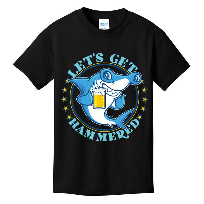 Let's Get Hammered Hammerhead Shark Beer Kids T-Shirt