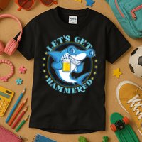 Let's Get Hammered Hammerhead Shark Beer Kids T-Shirt