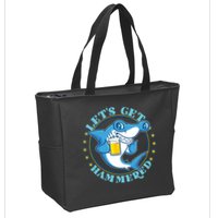 Let's Get Hammered Hammerhead Shark Beer Zip Tote Bag