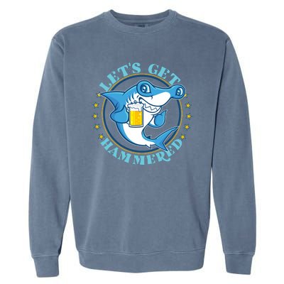 Let's Get Hammered Hammerhead Shark Beer Garment-Dyed Sweatshirt