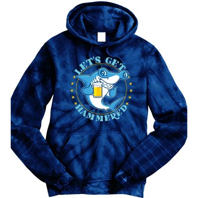 Let's Get Hammered Hammerhead Shark Beer Tie Dye Hoodie