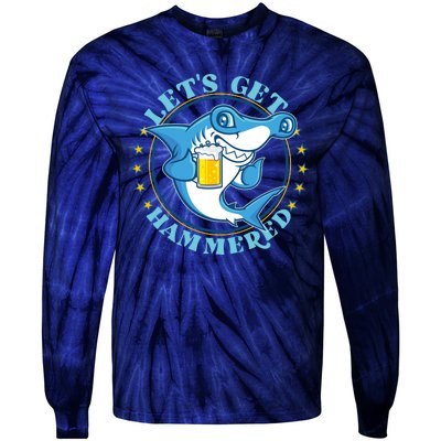 Let's Get Hammered Hammerhead Shark Beer Tie-Dye Long Sleeve Shirt