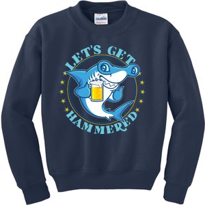 Let's Get Hammered Hammerhead Shark Beer Kids Sweatshirt