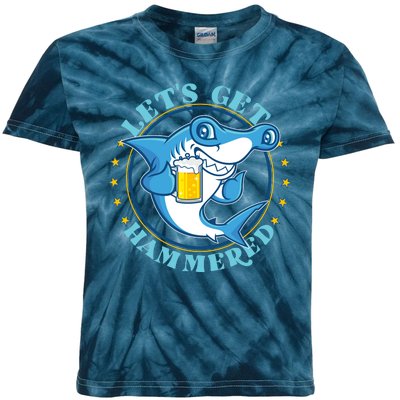 Let's Get Hammered Hammerhead Shark Beer Kids Tie-Dye T-Shirt