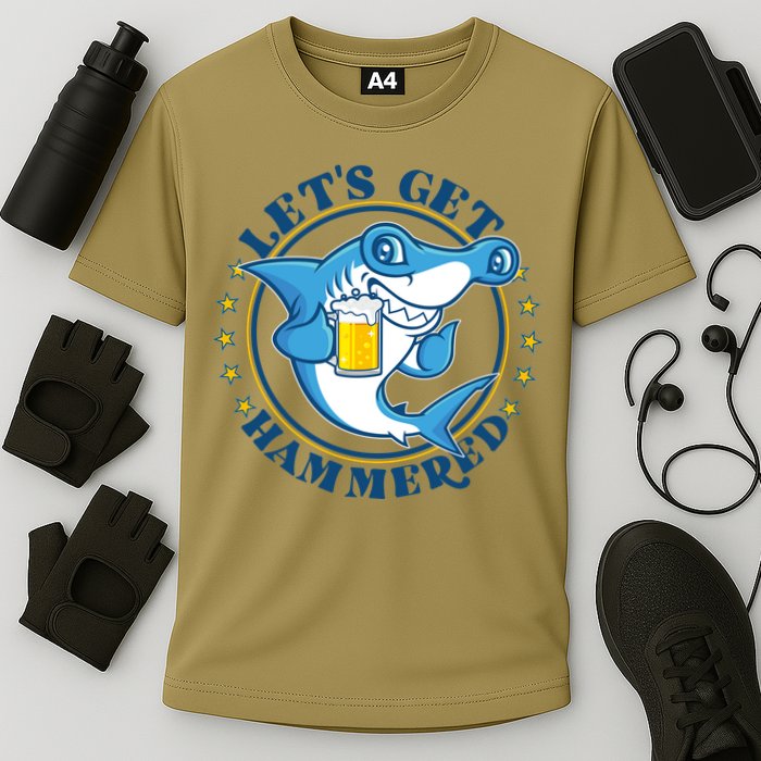 Let's Get Hammered Hammerhead Shark Beer Performance Shirt