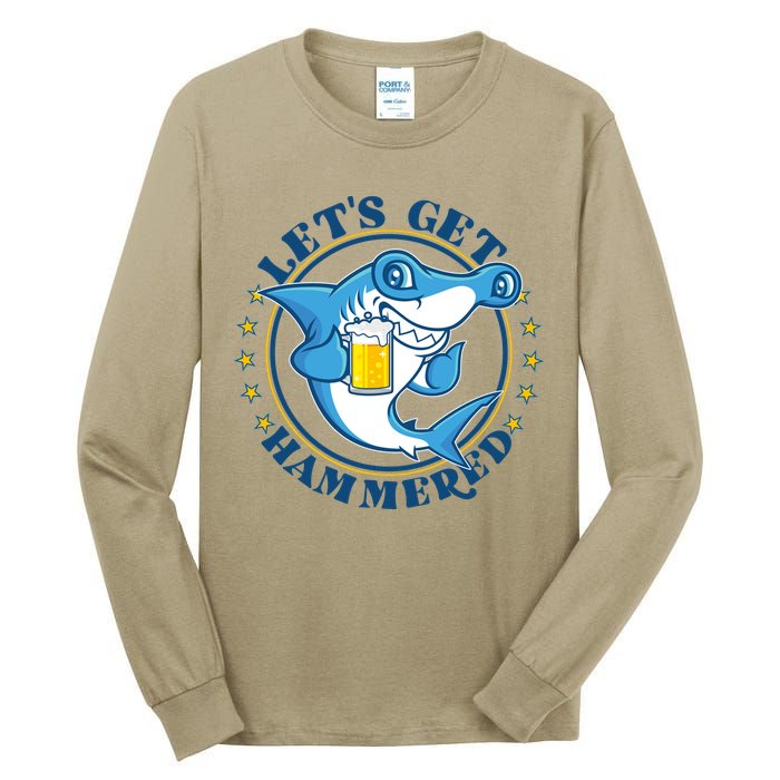 Let's Get Hammered Hammerhead Shark Beer Tall Long Sleeve T-Shirt