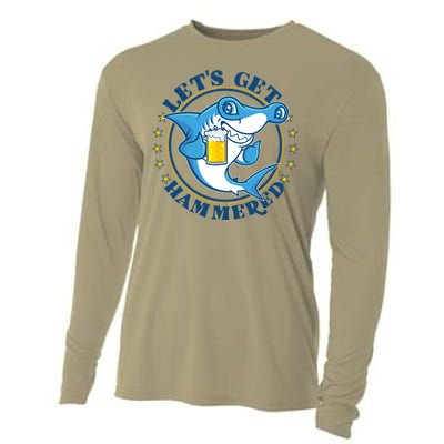 Let's Get Hammered Hammerhead Shark Beer Cooling Performance Long Sleeve Crew