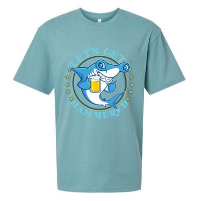 Let's Get Hammered Hammerhead Shark Beer Sueded Cloud Jersey T-Shirt