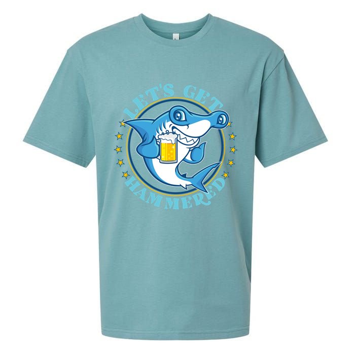 Let's Get Hammered Hammerhead Shark Beer Sueded Cloud Jersey T-Shirt