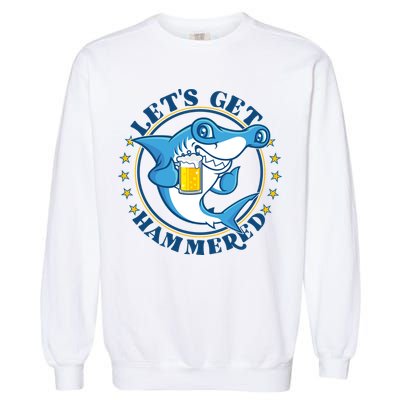 Let's Get Hammered Hammerhead Shark Beer Garment-Dyed Sweatshirt