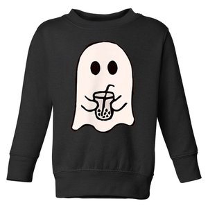 Little Ghost Ice Coffee Happy Halloween Toddler Sweatshirt